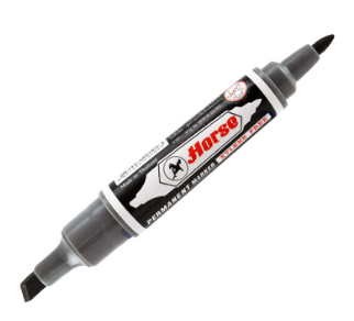 ตราม้า ปากกาเคมี 2 หัว สีดำ แพ็ค 12 ด้าม